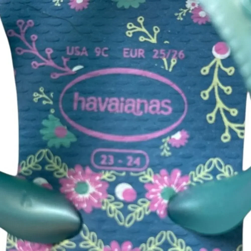 NWOT Little Girls Havaianas Turquoise Purple Flip Flop Sandals US 9